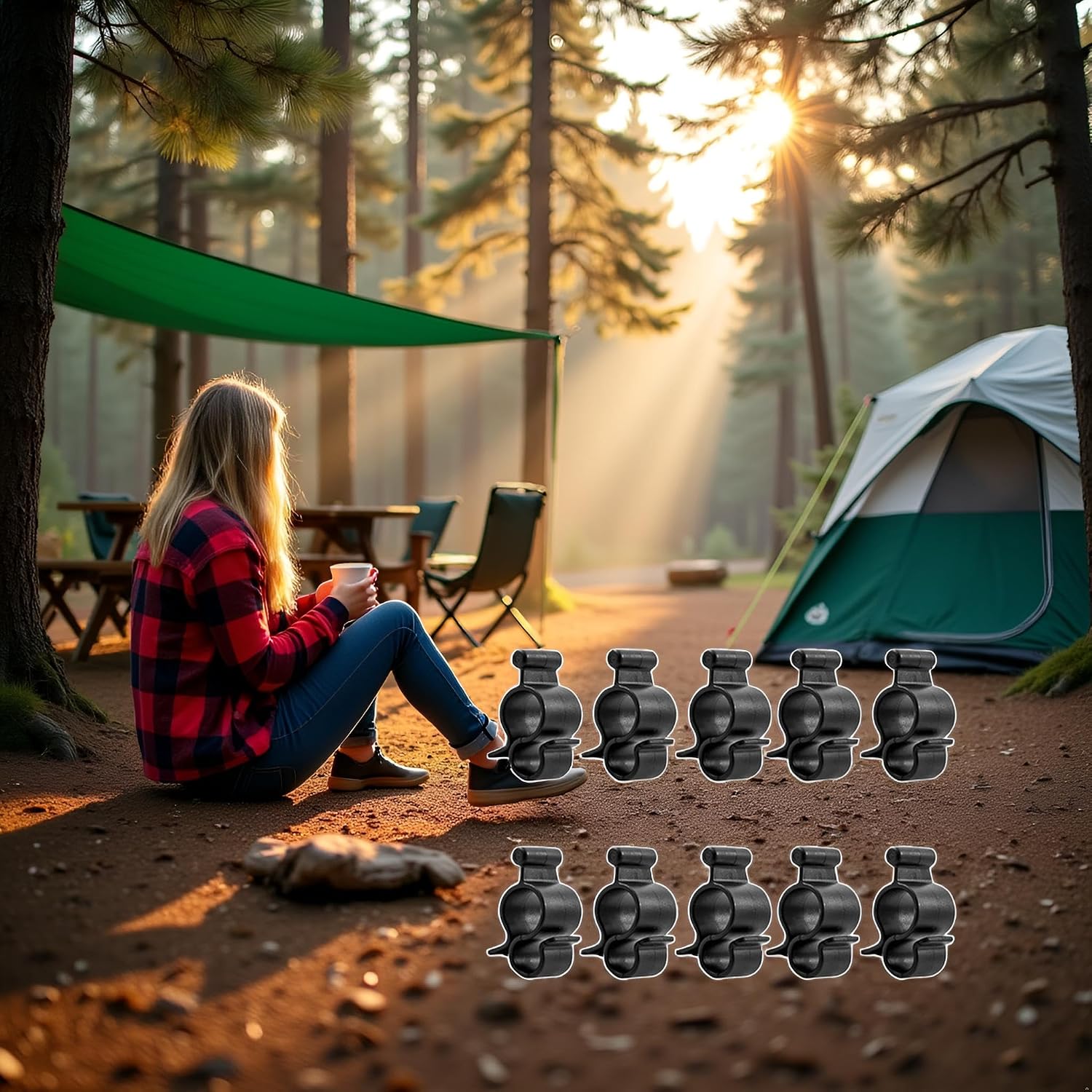 5 Pcs Black Awning Clips,Rope Light Clips,RV Awning Lights,RV Awning Hooks,Pop Up Camper Awning,for Camper/Trailer Rope Lights, Awnings, Screens, Accessories RV Awnings