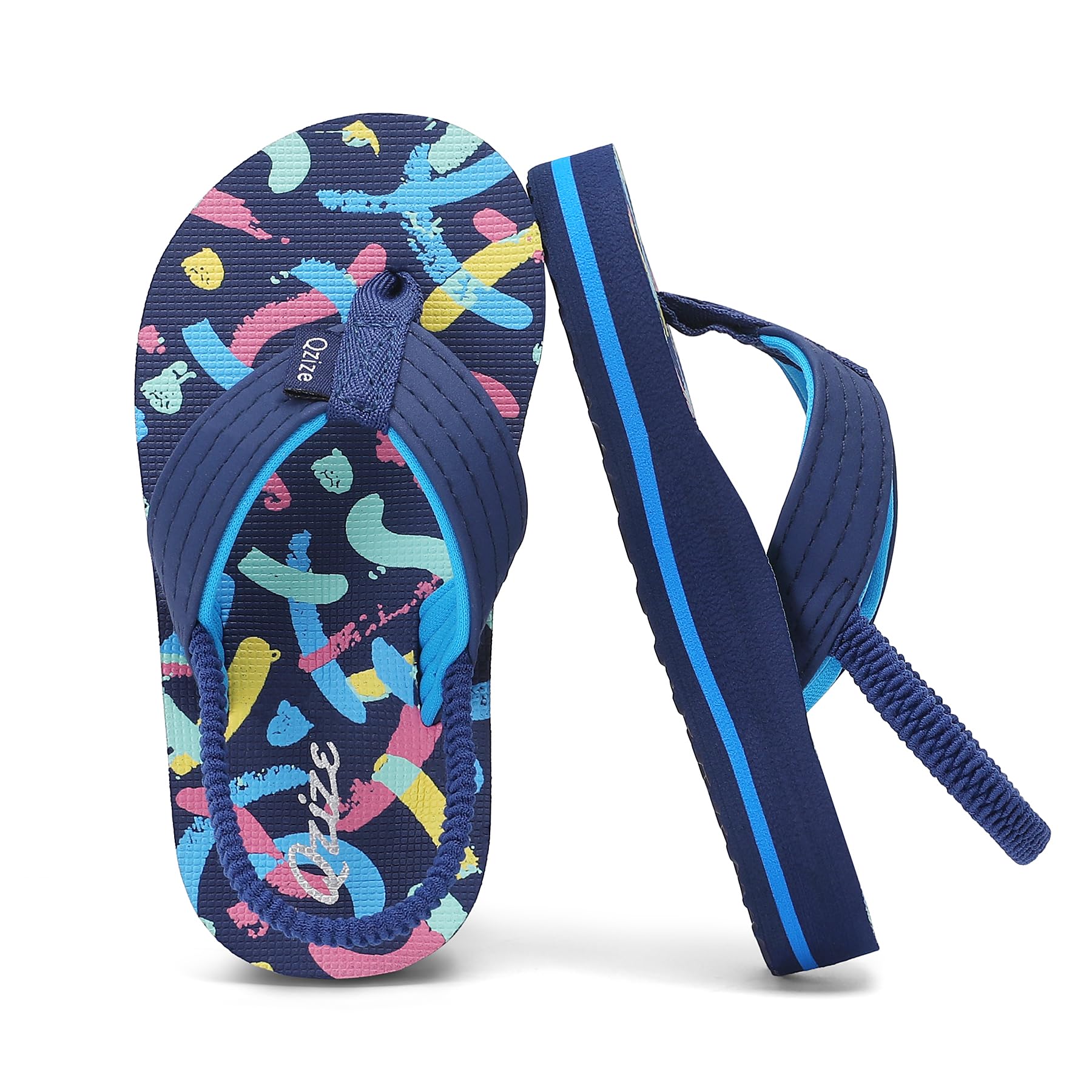 Kids Flip Flops with Adjustable Back Strap Glitter EVA Thong Sandals