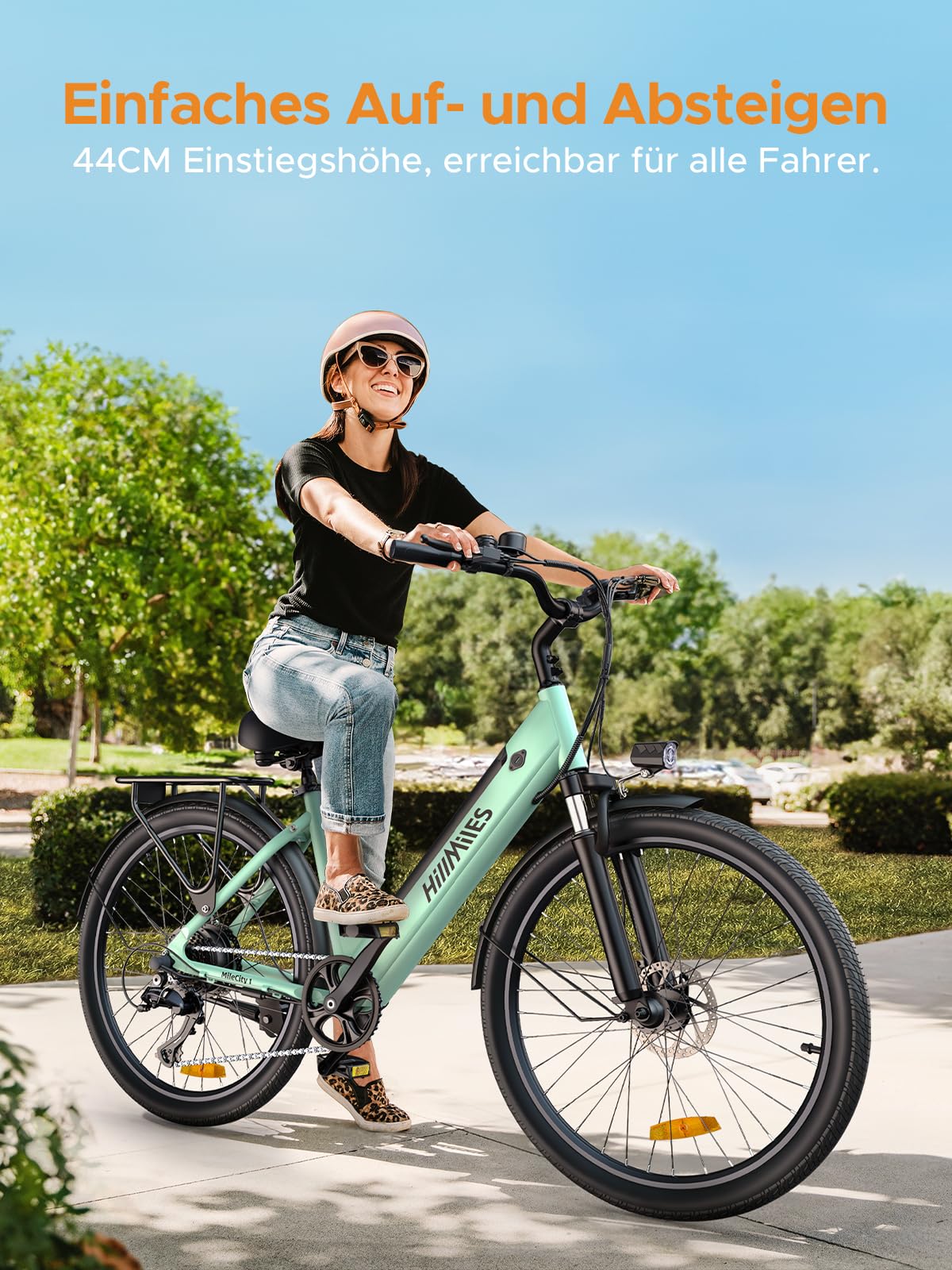 HillMiles Elektrofahrrad für Erwachsene, 26 Zoll, 7 Geschwindigkeiten, Elektrofahrrad mit 36 V, 13 Ah, abnehmbarer Akku, 25 km/h & Autonomie von 80 – 100 km E-Bike für Stadtpendler, IP65 wasserdicht