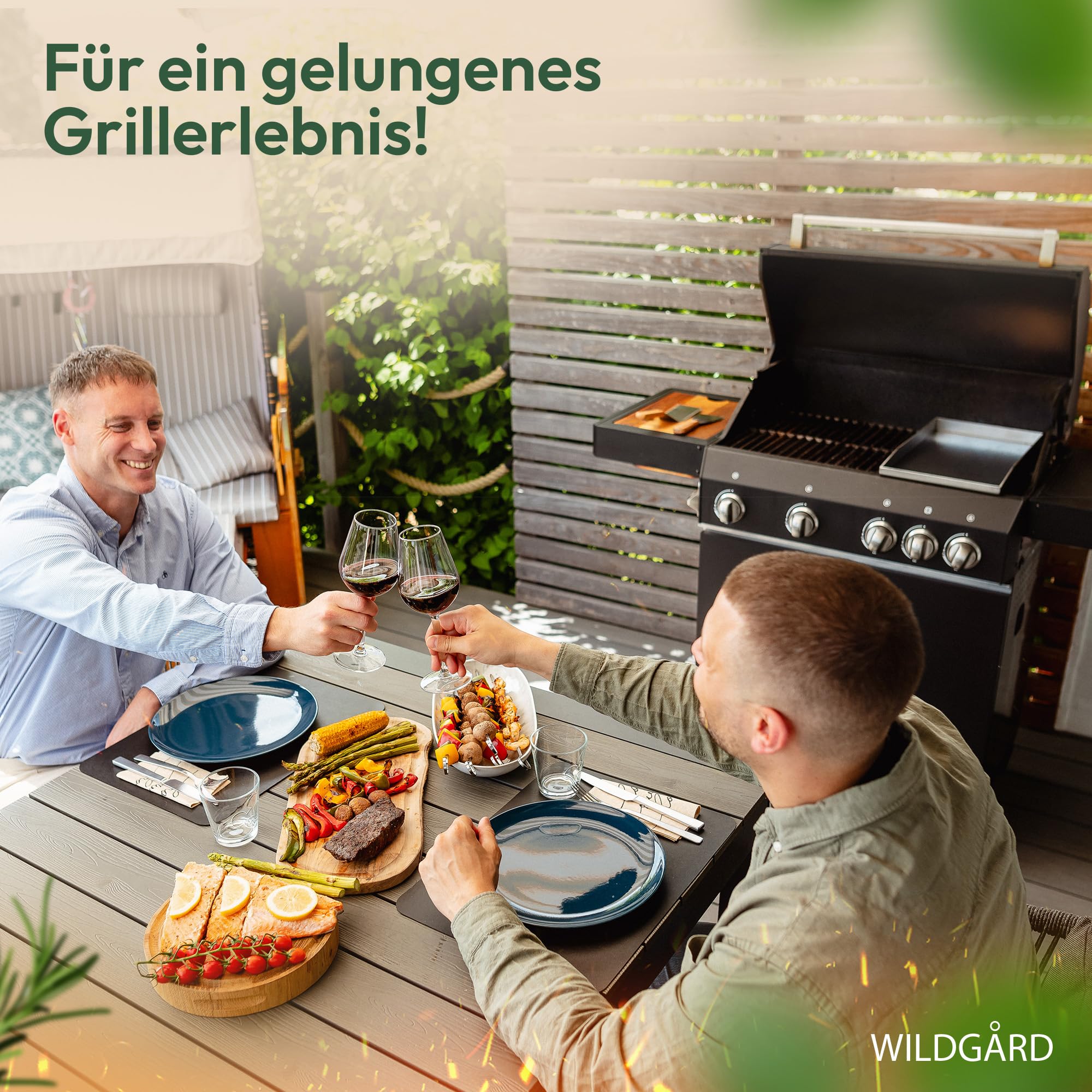 Plancha Plaque de cuisson - Plancha en acier inoxydable épais - 40 x 30 cm - Convient pour barbecue à gaz et barbecue à charbon +PLUS: 2x spatule de barbecue & 5x brochettes