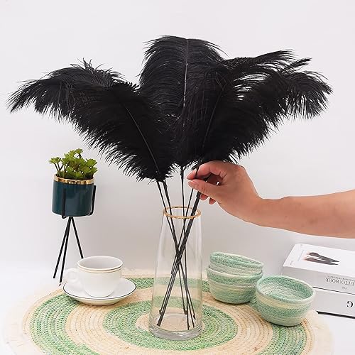 Miniatura 9 de Ballinger Juego de 24 plumas de avestruz de 10 a 12 pulgadas y 10 piezas de plumas de avestruz de 28 pulgadas para bodas, fiestas y hogar