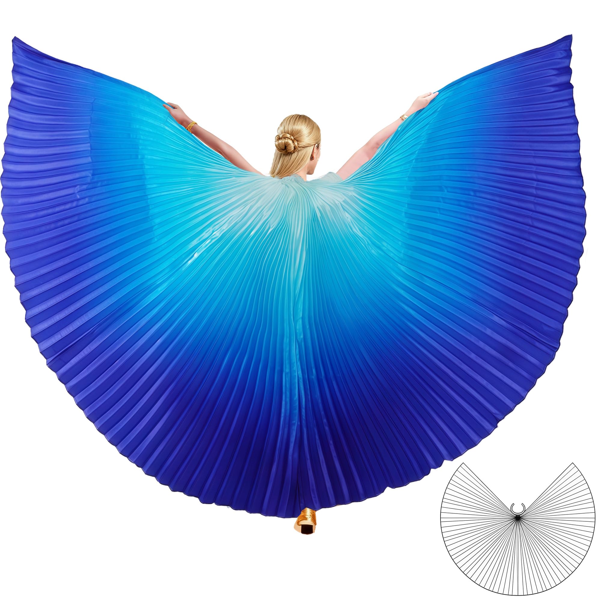 MUNAFIE Butterfly Isis Wings Belly Dance Costume Worship Angel Fairy Wings for Carnival Stage Halloween Party Celebration Performance White-Blue — image 1