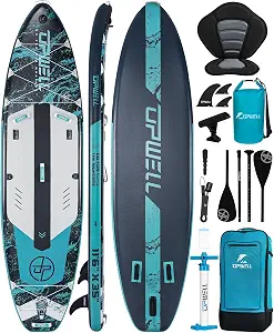 UPWELL 10'6"/11'/11'6" Inflatable Paddle Board, Stand Up Paddlboard for Youth & Adults, Stable Design, Premium SUP Accessories, Backpack, Leash, Hand Pump, Fins