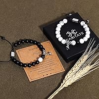 Vista 17 de Black Beaded Bracelets for Men Boys: 6mm Obsidian Onyx Lava Beads Mens Bracelet Set Mens Jewelry - Cool Anniversary Valentines Fathers Birthday