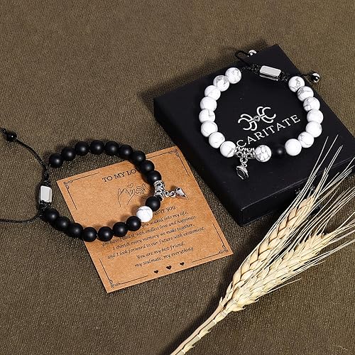 Miniatura 17 de Black Beaded Bracelets for Men Boys: 6mm Obsidian Onyx Lava Beads Mens Bracelet Set Mens Jewelry - Cool Anniversary Valentines Fathers Birthday