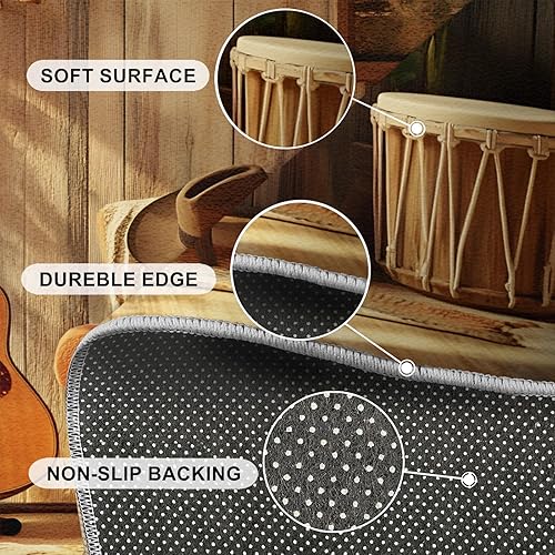 Miniatura 20 de Alfombra de instrumentos musicales – Alfombras de 4 x 5 pies para sala de estar, alfombra de área musical, alfombra de área musical, alfombra