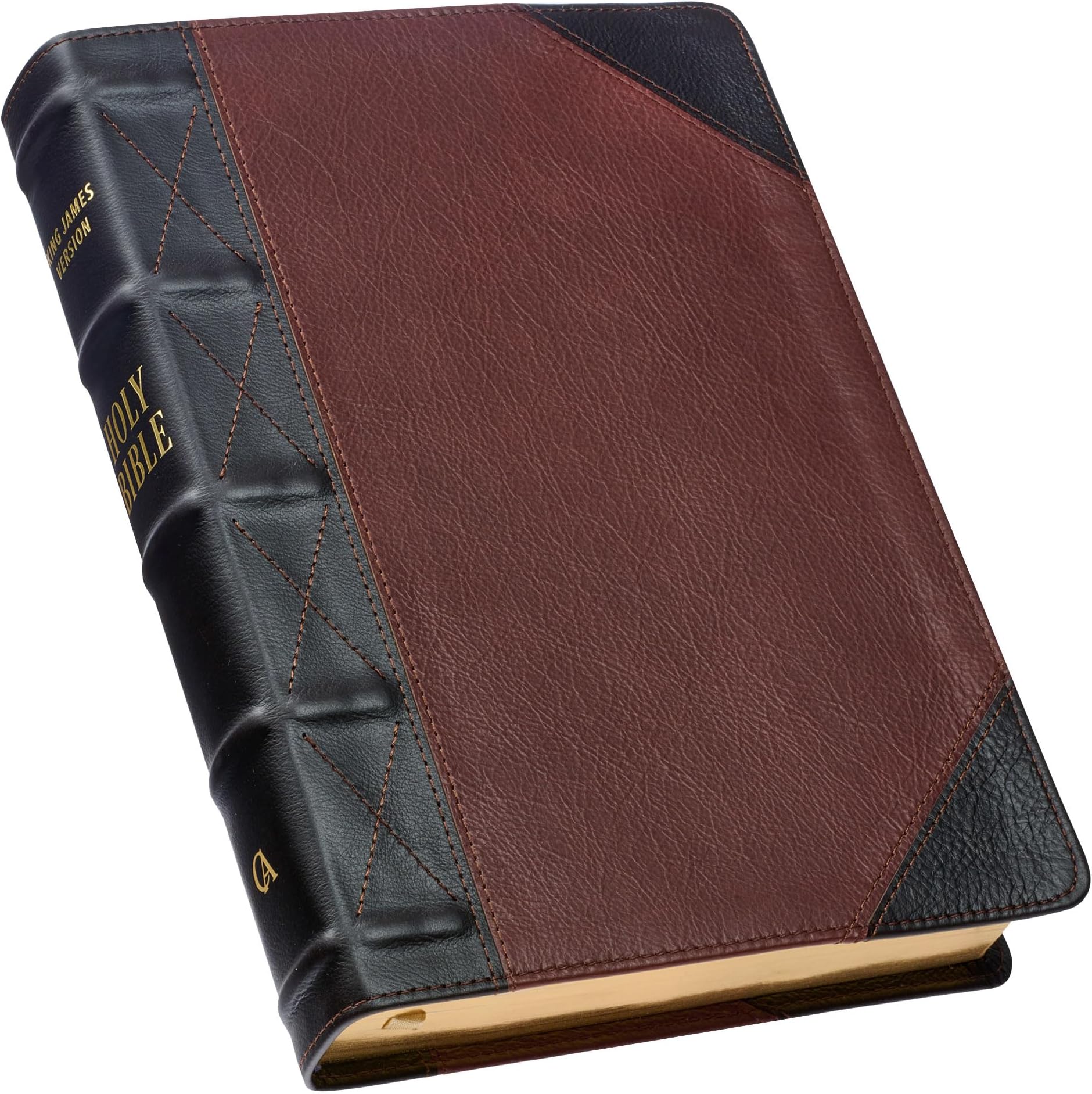 KJV Giant Print Full-Size Bible Two-Tone Brandy/Brown Full Grain Leather Leather Bound – Large Print, 1 January 2021