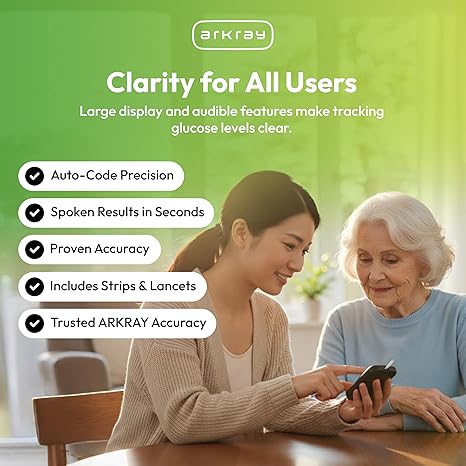 ARKRAY GLUCOCARD Expression Blood Glucose Monitor Kit Audio-Enabled, Auto-Code Blood Glucose Monitoring System - Includes 10 Test Strips, 10 Lancets, 1 Lancing Device & 1 Bottle Control Solution