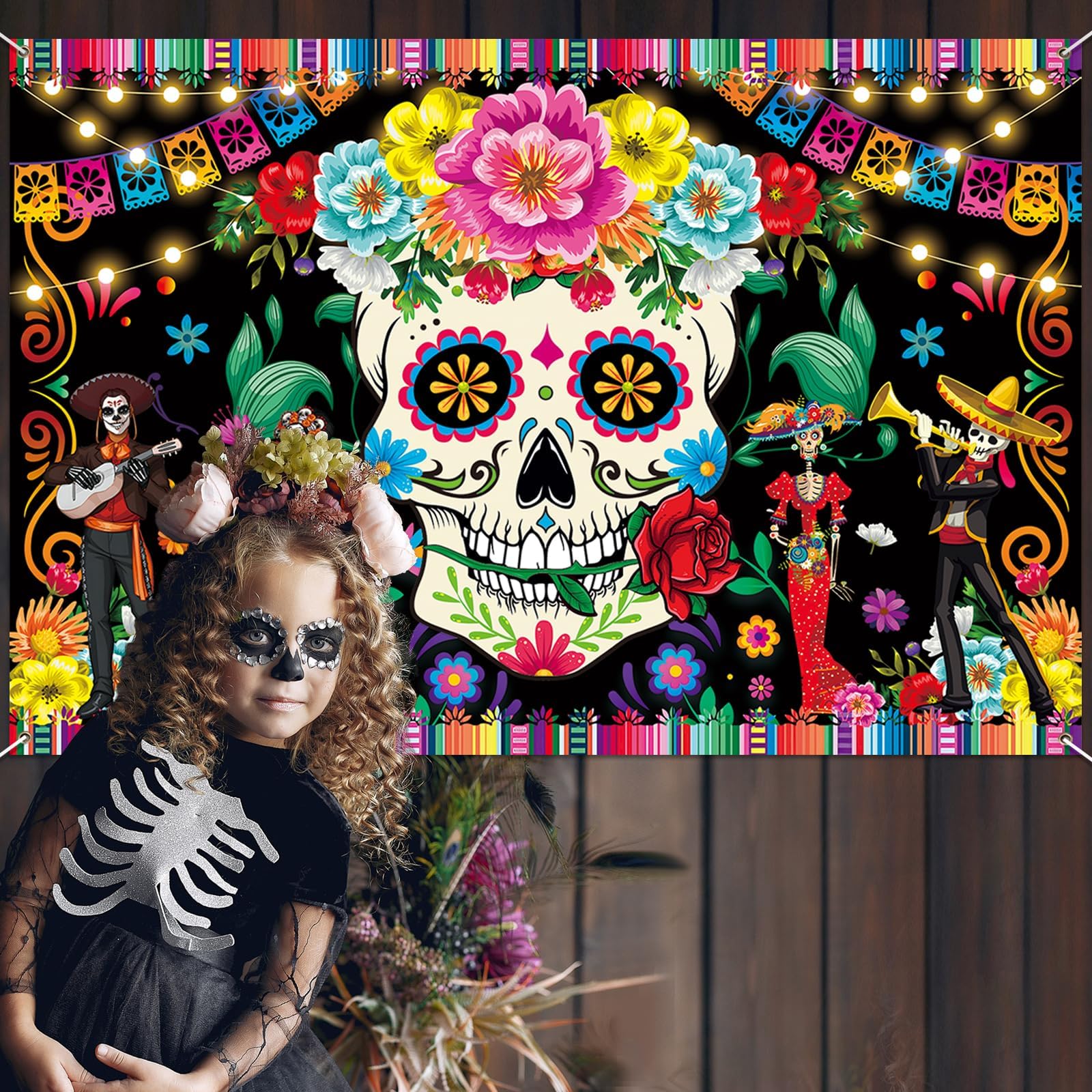 Funnlot Tag Der Toten Dekoration – 50 Künstliche Ringelblumen & 10 Mexikanische Banner, Für Dia De Muertos Party