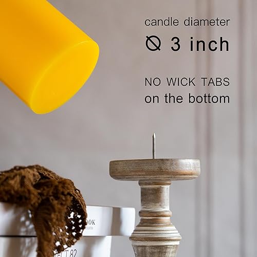 Miniatura 54 de MOZEAL Velas de pilar extra grandes de color borgoña de 4" x 10" (juego de 2), sin perfume, sin goteo, sin humo, de larga combustión limpia, velas