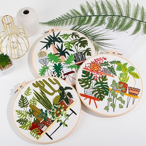 Miniatura 6 de ojindiy Kit de iniciación de bordado con patrón e instrucciones (idioma español no garantizado), incluye 1 aro de bordado, 3 hilos de color para