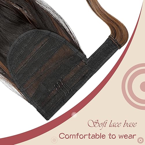 Miniatura 4 de Felendy Extensión de cola de caballo larga de 18 pulgadas y 22 pulgadas con cordón, extensiones de cabello ondulado envolvente, cola de caballo,