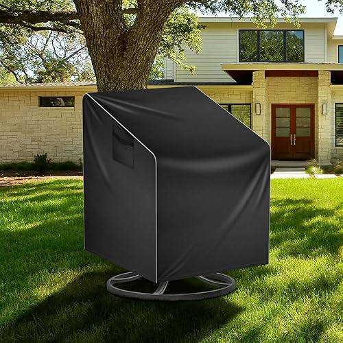 Miniatura 8 de Paquete de 2 fundas para sillas de patio, fundas resistentes al agua, para sillas mecedoras de patio, para muebles de exterior (2)