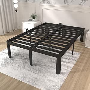 ITIMIDI 16 Inch Queen Bed Frame No Box Spring Needed, Heavy Duty Steel Support 3500 LBS, Metal Platform Bed Frame Queen Size with Large Storage Space, Noiseless, Easy Assembly
