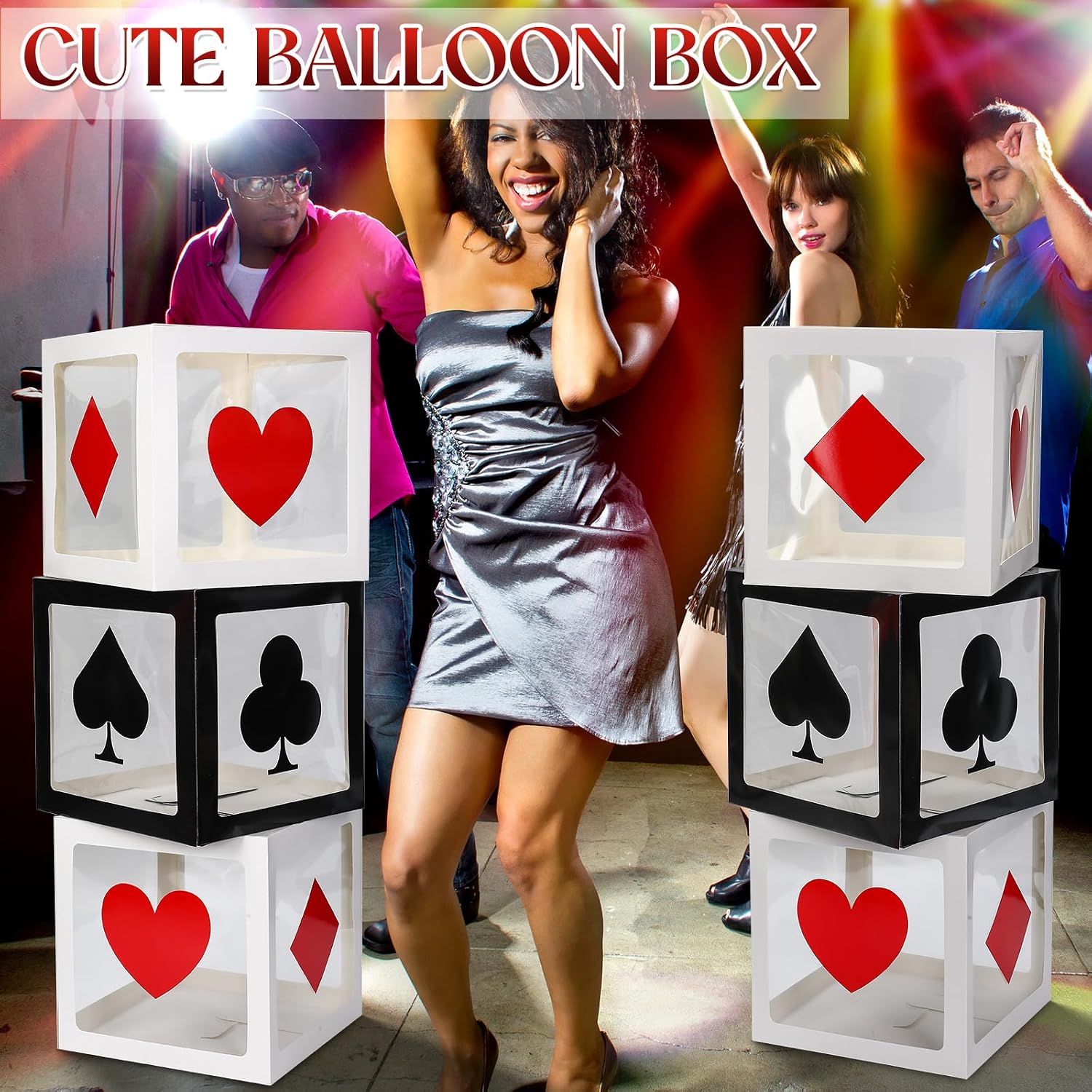 Large Casino Night Theme Party Decoration Casino Dice Favor Box, 4 Pcs