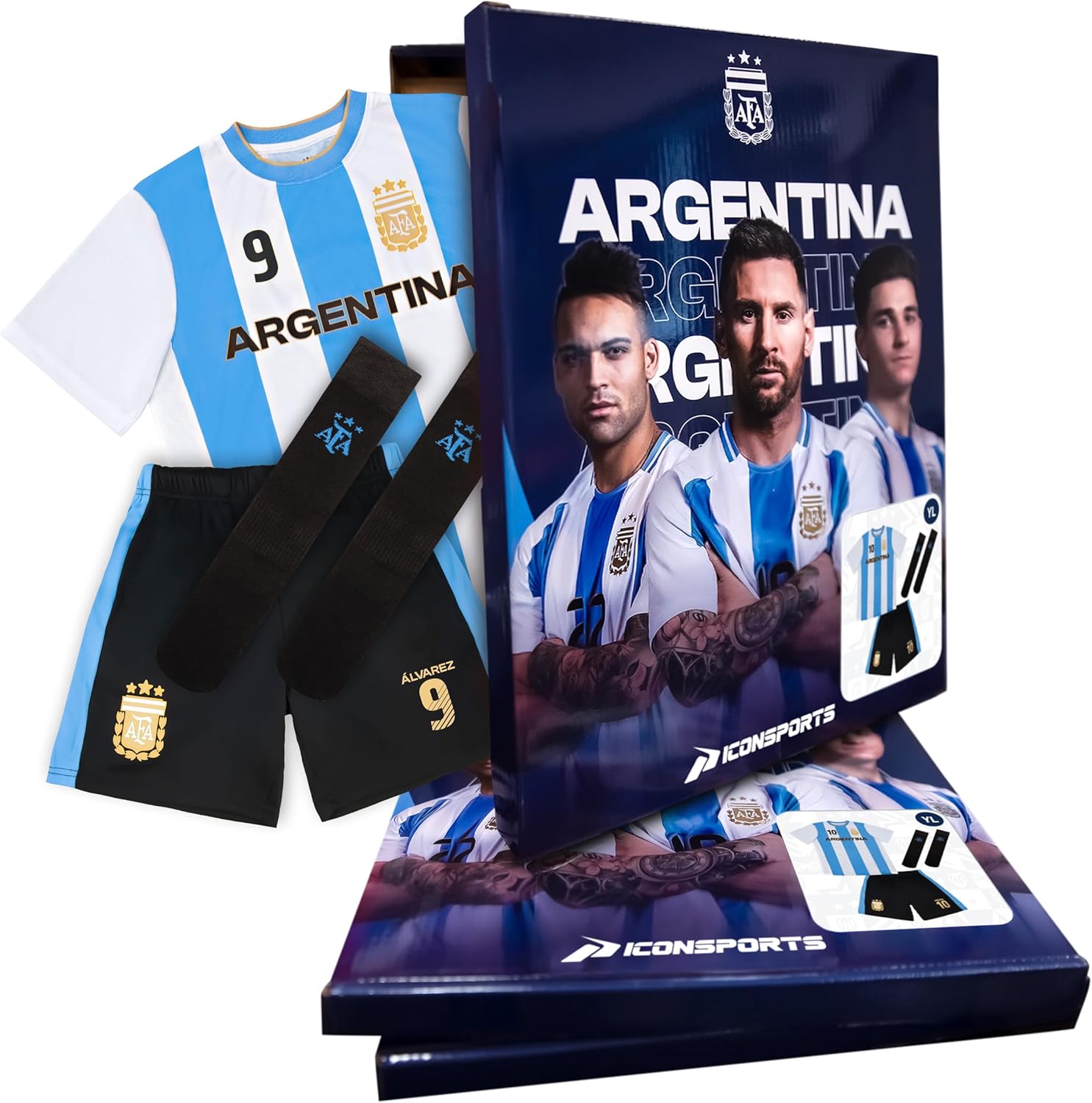 Icon Sports Officially Licensed Argentine Football Federation Lionel Messi Fan Pack - Unisex Kids
