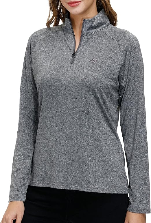 MoFiz Women's UPF 50+ Sun Protection TShirt Long Sleeve HalfZip