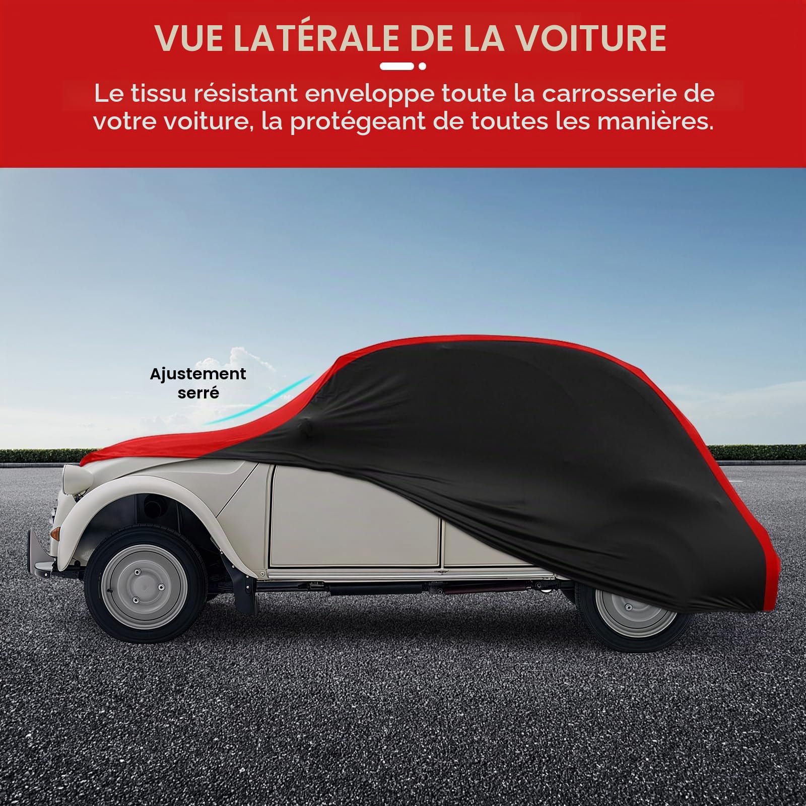 Housse de Protection Intérieure Remplacement pour Citroen 2CV 1948-1990 Citroen Dyane 1967-1983, Tissu Élastique Respirant, Protection sur Mesure pour Garage et Exposition