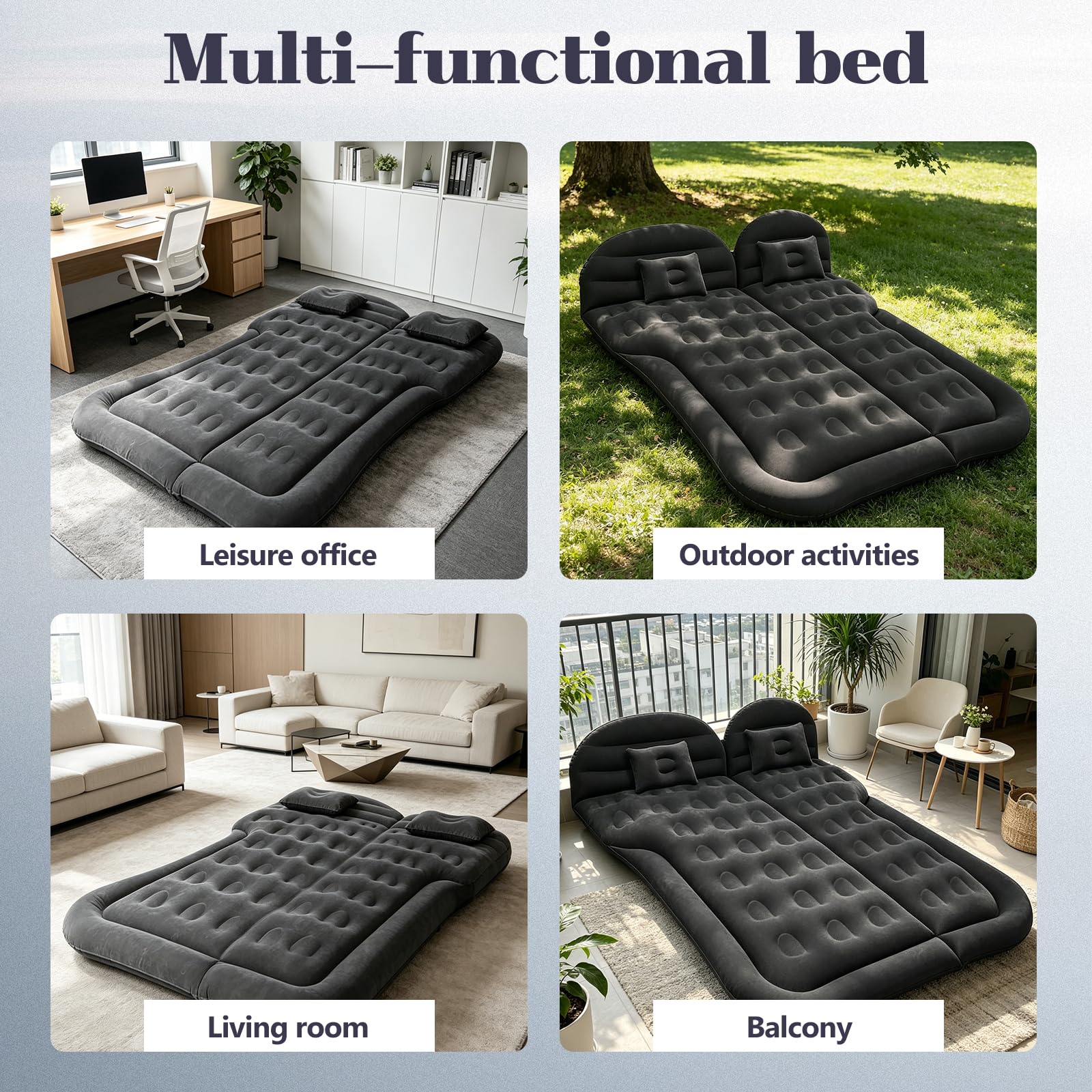 SUV Luftmatratze mit Luftpumpe, 2 Kissen 175x130cm Auto Matratze | Aufblasbare Tragbare Doppelseitige Dickere Luftbett für Kofferraum Rückbank Camping Outdoor Reisen