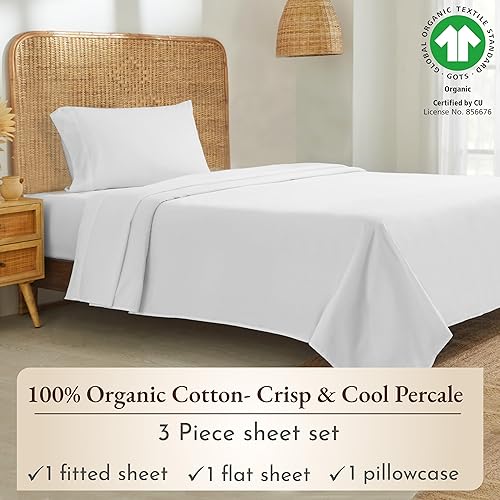 Miniatura 2 de California Design Den - Juego de sábanas, 100% de algodón orgánico, de percal, suaves, frescas y refrescantes, con certificado de la Norma Mundial