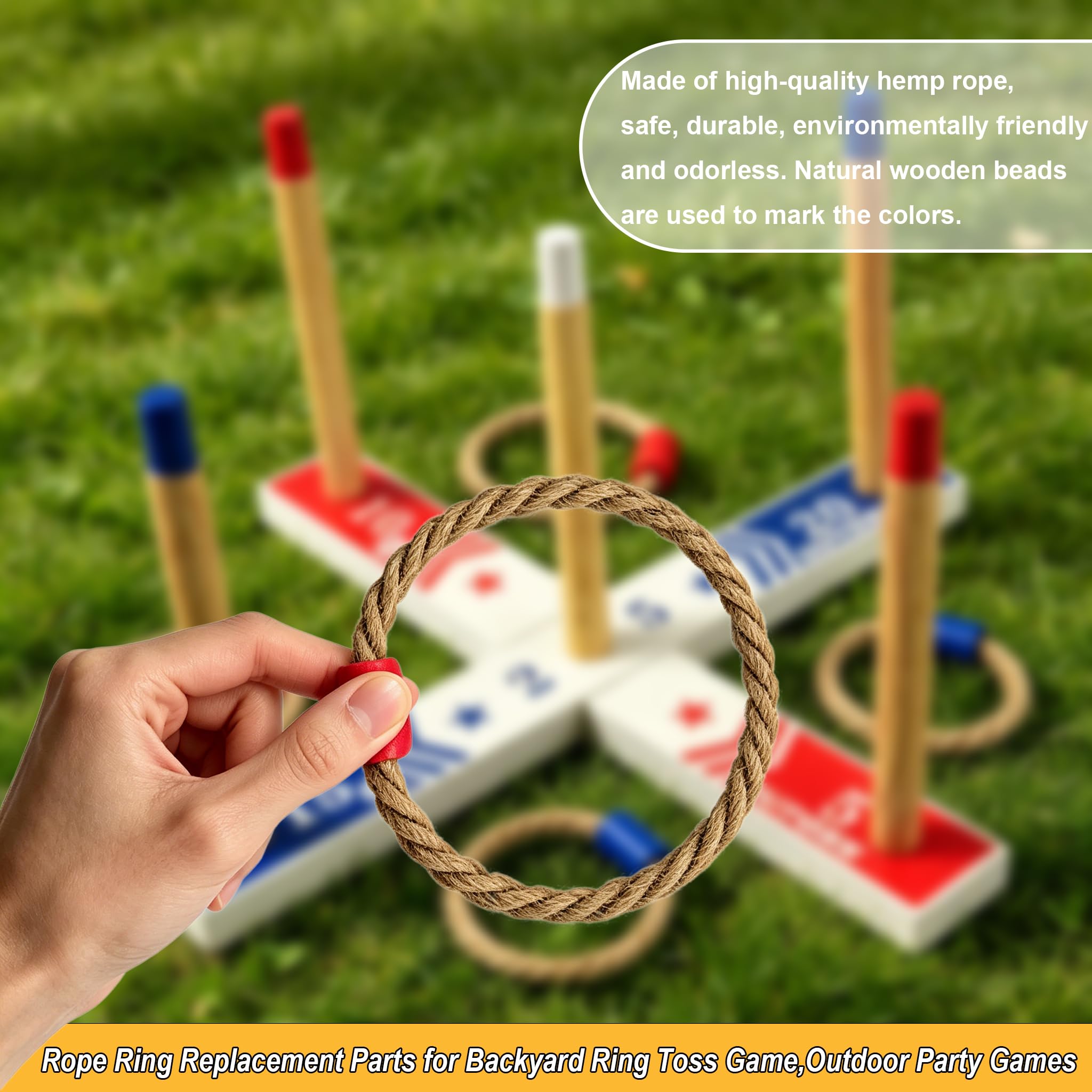 Kisangel 16 Pièces Anneaux De Lancer Corde Naturelle - Jeu Extérieur Éducatif Enfants