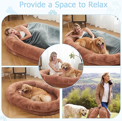 Miniatura 6 de XIECUVA Cama humana para perro, cama para perros de tamaño humano de 72 x 48 x 10 pulgadas, cama gigante para perros humanos, cama para siesta, cama
