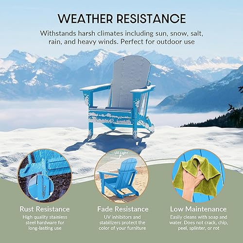 Vista 5 de WestinTrends Malibu HDPE - Silla plegable Adirondack de polietileno para exteriores, color azul pacífico Pacific Blue