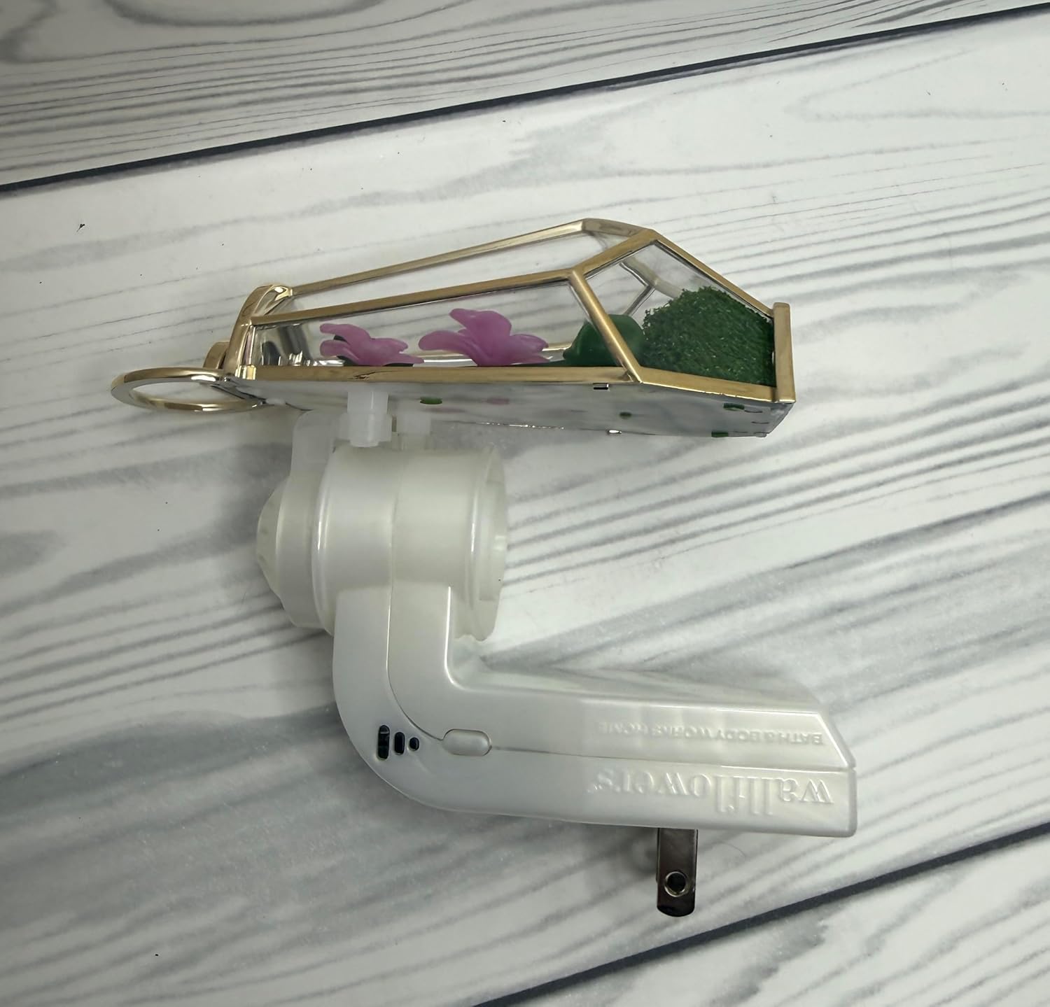 Bath & Body Works Pink & Green Orchid Terrarium Flowers Adjustable Wallflowers Scent Control Fragrance Nightlight Plug