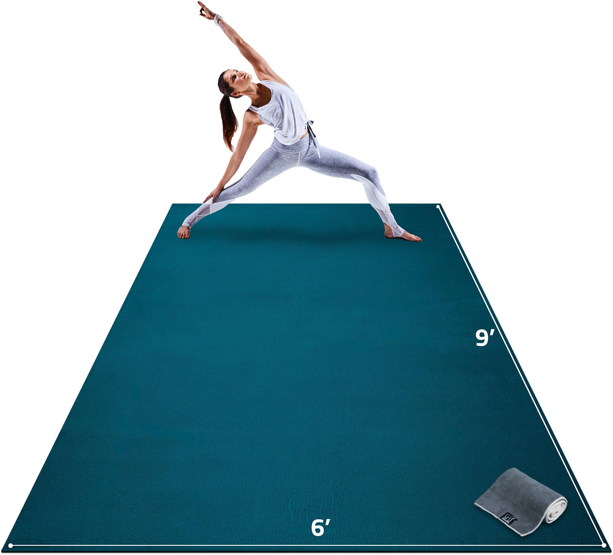 Extra Large Yoga Mat – 9'x6', 12'x6', 15'x6' (8mm) Extra Thick Wide Non-Slip Exercise Mat for Home Gym Flooring – Ultra Comfortable Workout Floor Mat for Barefoot Fitness & Stretching
