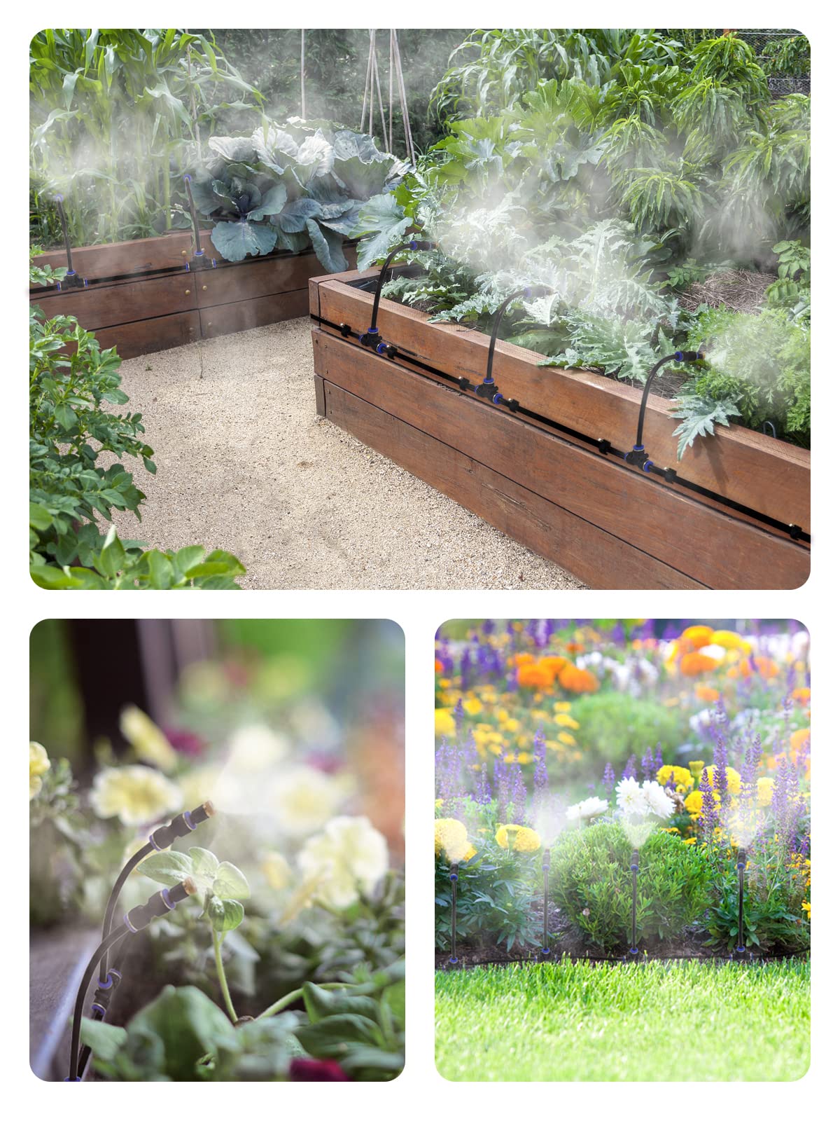 Nebbia spray per esterni, 20 m, sistema di irrigazione a spruzzo con ugelli per nebbia, raffreddamento per serre, giardino, terrazza, serra