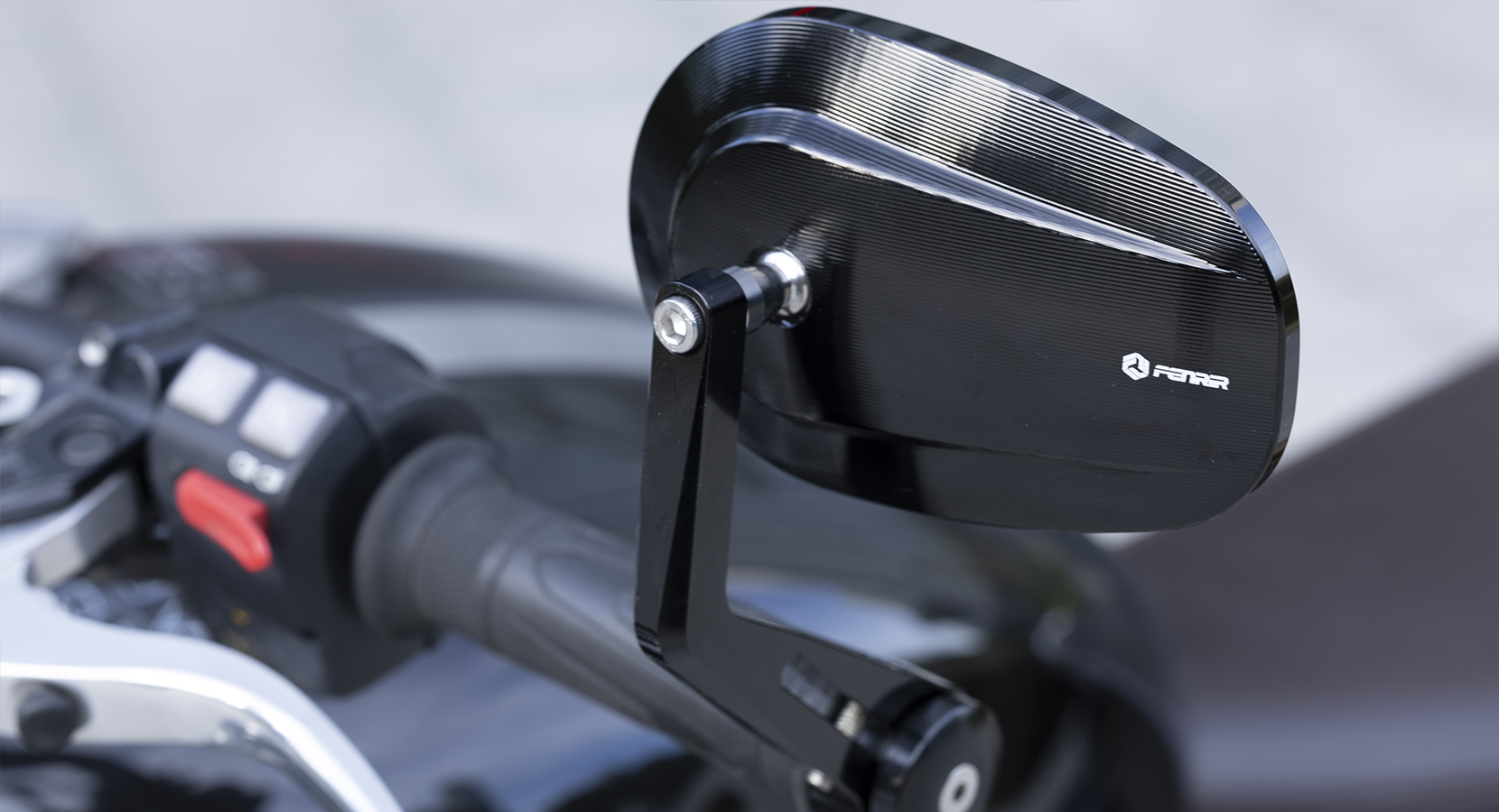 Specchietti Manubrio Moto CNC Area1 - Universali Con Omologazione E - Nero (Coppia)