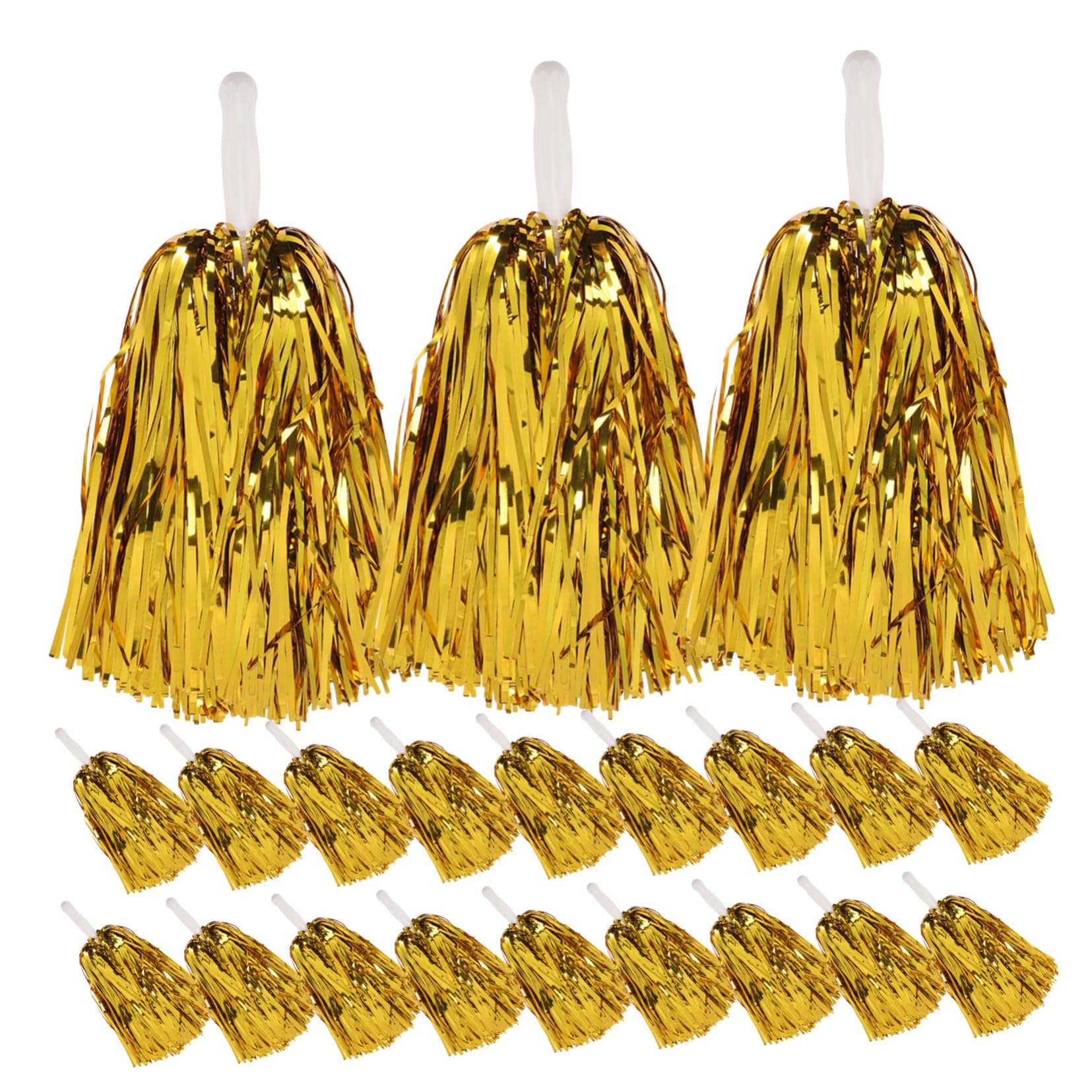 UPKOCH Pompons de Pom-Pom Girl Métalliques avec Poignée 24 Pièces