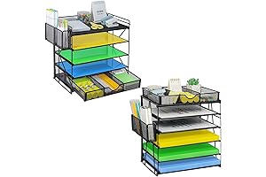 GALASALA Desk Organizer: 5-Tier Paper Tray Organizer with Pen Holder and Drawer