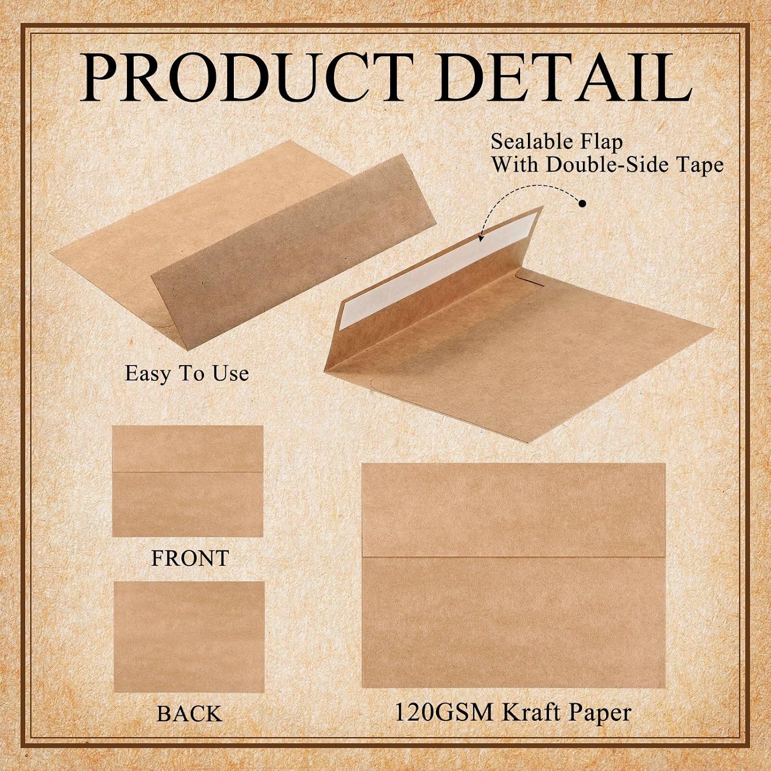 Yahenda 300 Pack 5 x 7 Envelopes Bulk A7 Kraft Paper Invitation Envelopes for Wedding Bridal Shower Birthday Party Invitations Greeting Cards Photos Postcards Mailing(Brown)