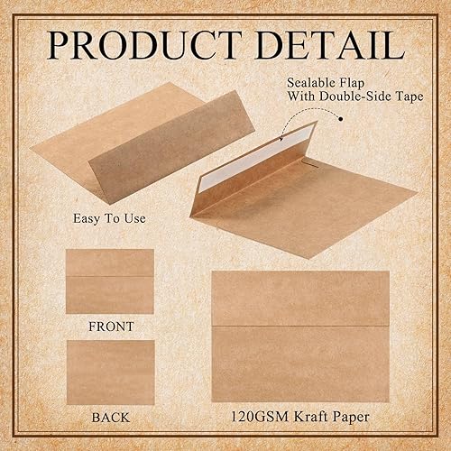 Miniatura 3 de Paquete de 300 sobres de Navidad A7 autoadhesivos de papel kraft A7 sobres de papel kraft para fiestas bodas invitaciones fotos 531 x 728 pulgadas