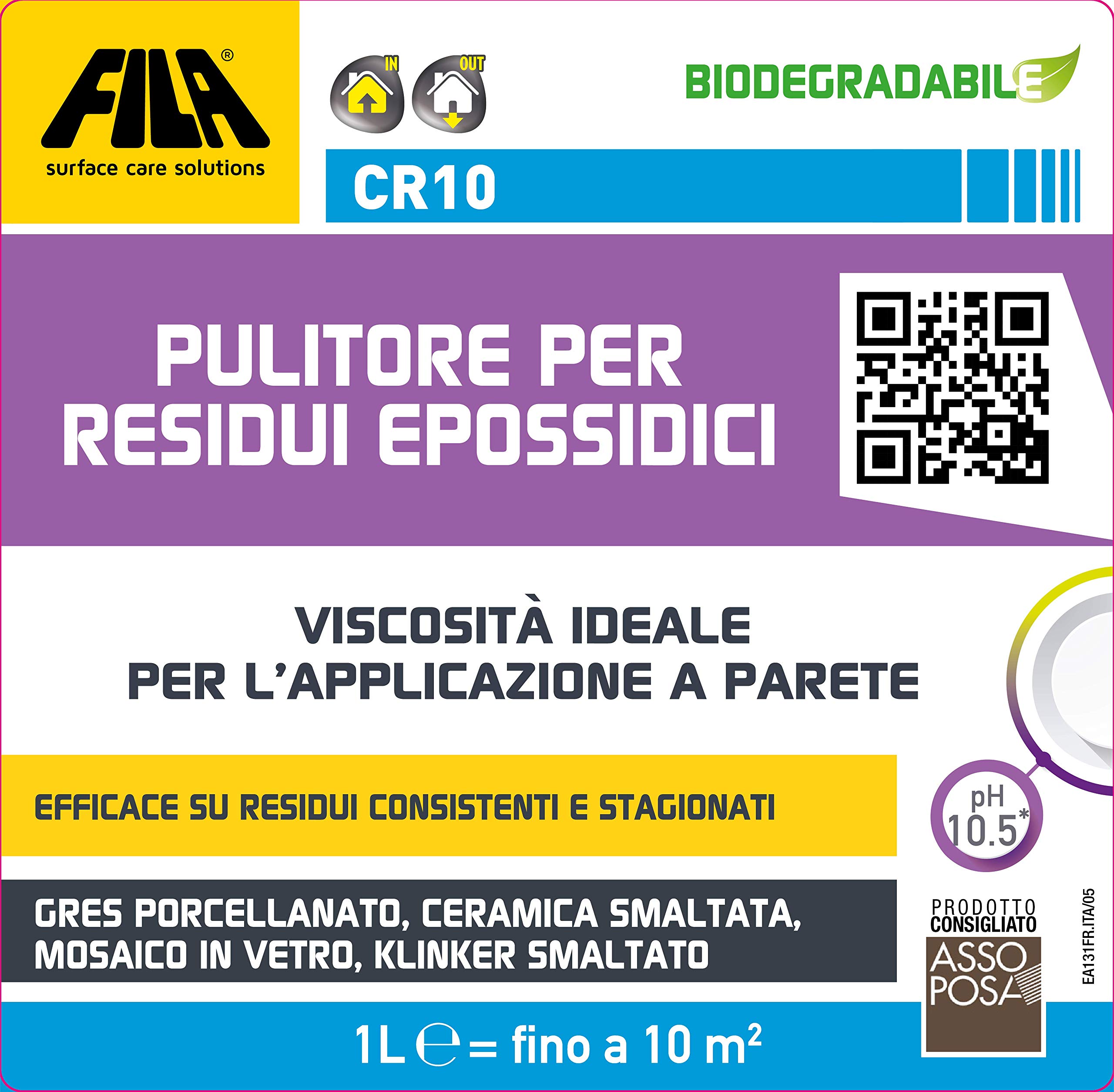 FILA Surface Care Solutions, CR10, Pulitore Professionale ad alta viscosità per residui epossidici, 1L