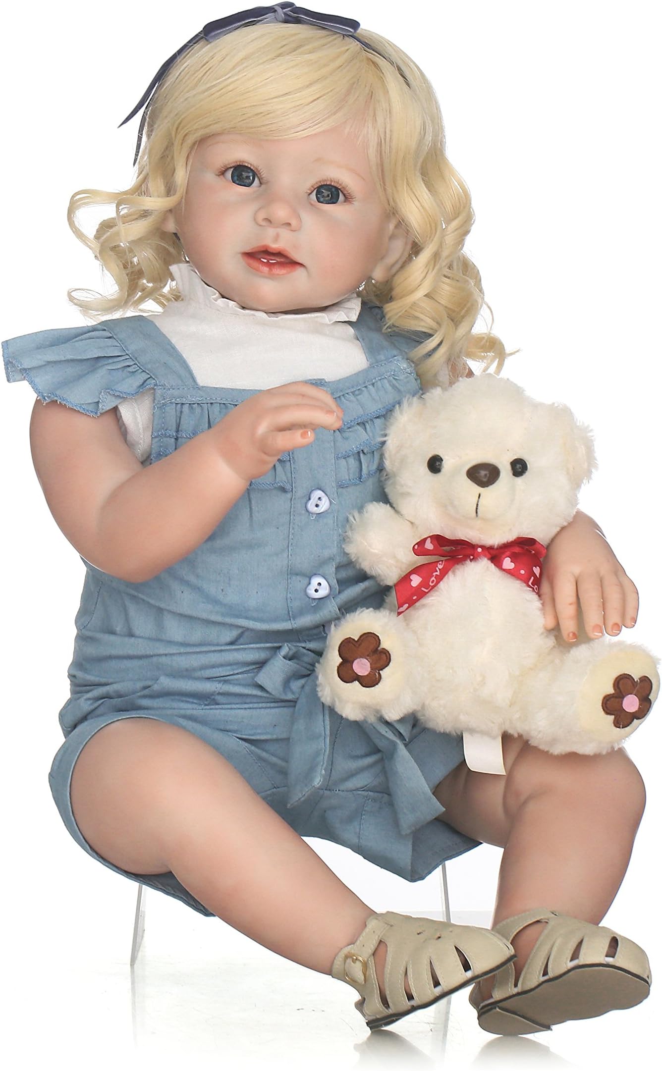 Pedolltree Realistic reborn Toddler dolls Girl Silicone Toddlers Princess Doll 28" Babies Kids Toys with Blonde Hair Handmade Weighted Body Ann Snuggle for Children