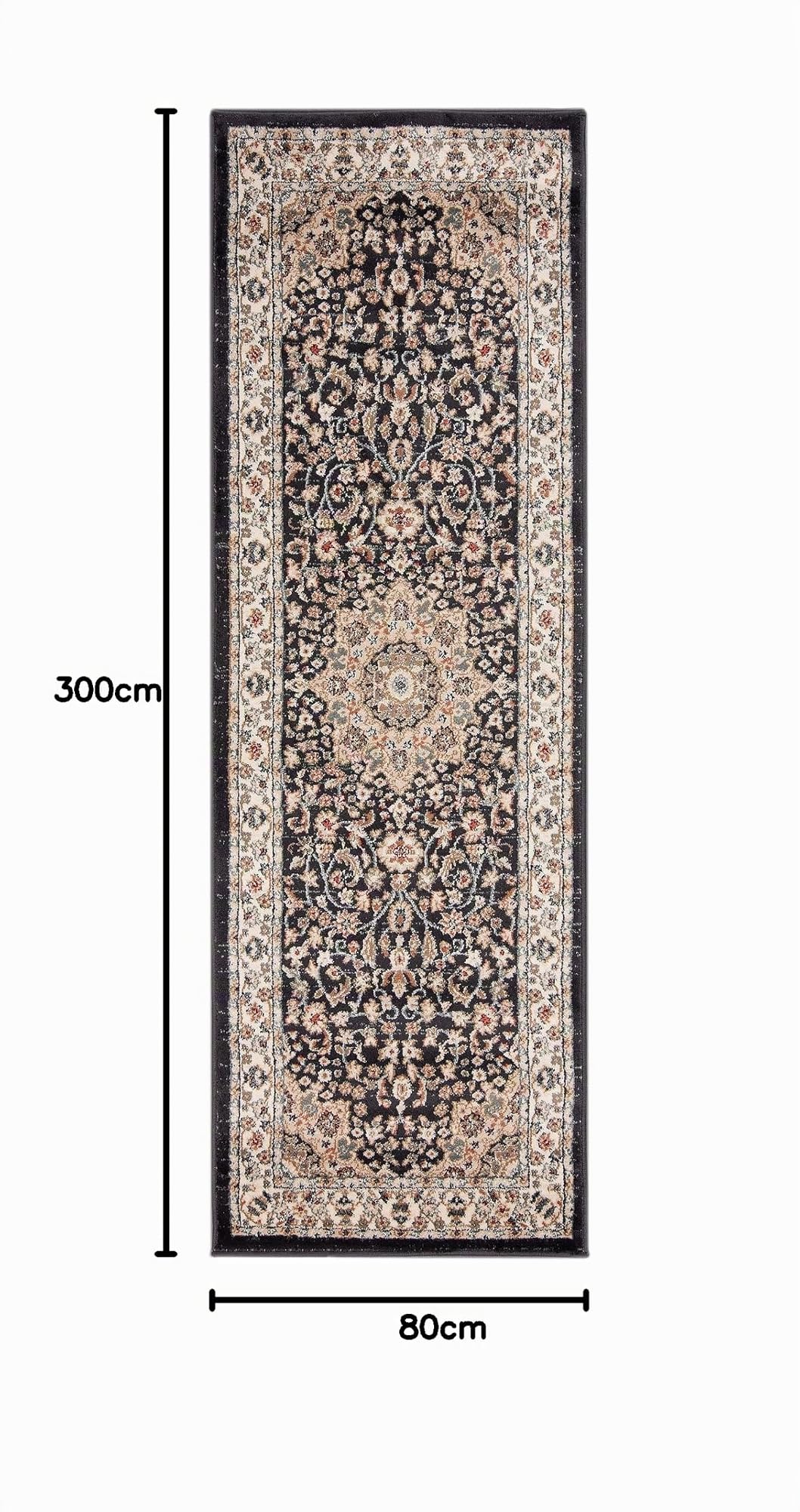 Carpeto Rugs Traditioneller Orientalischer Läufer Flur - Teppichläufer mit Blumen - Kurzflor - Weich Flurläufer für Wohnzimmer, Schlafzimmer - Teppiche - Ja - Beige