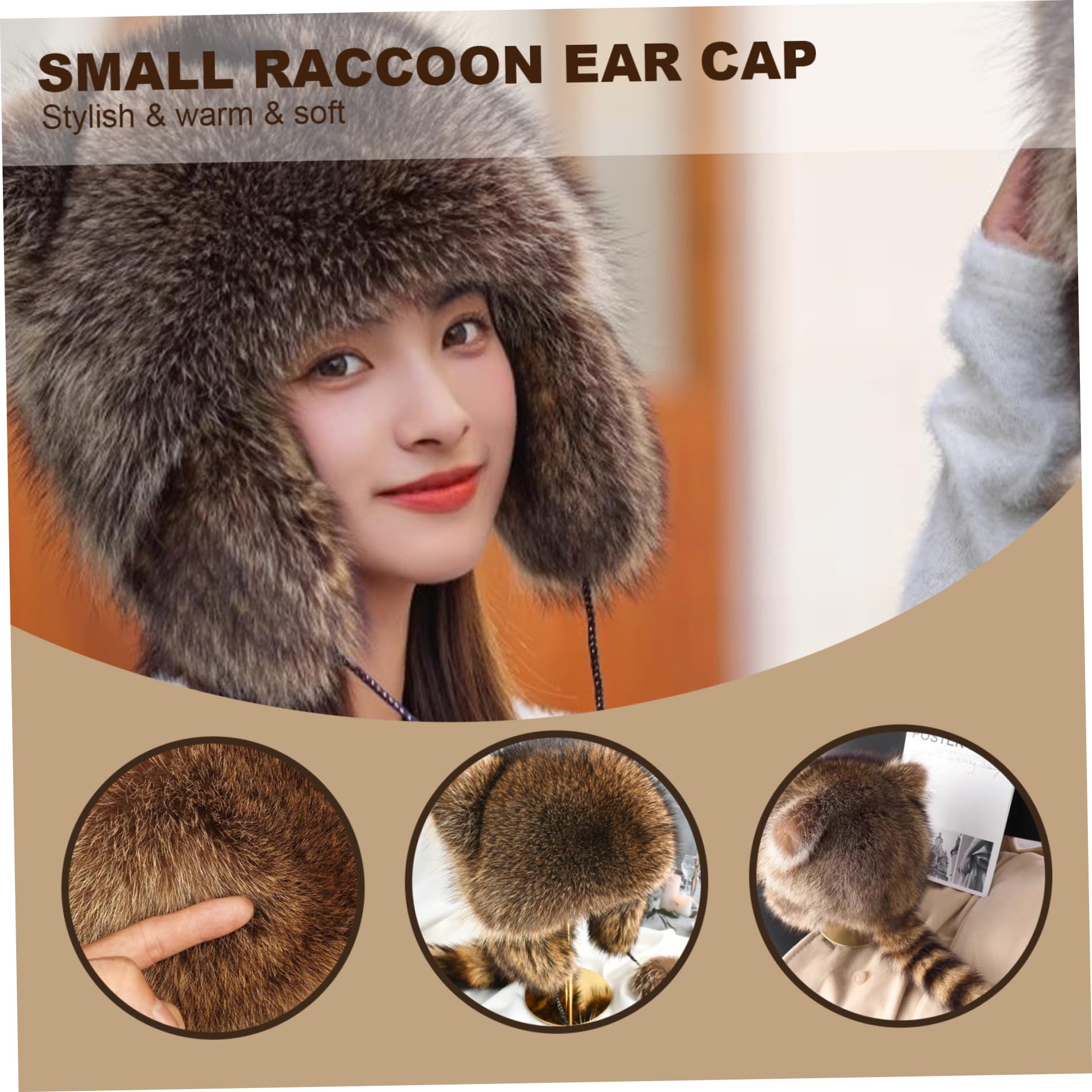 Chapeau de Raton Laveur pour Enfants, Doux Chapeau à Fourrure Chaud et Doux et Doux, Chapeau coonsin Mignon avec Queue, Chapeau de scène réglable pour Le Froid,