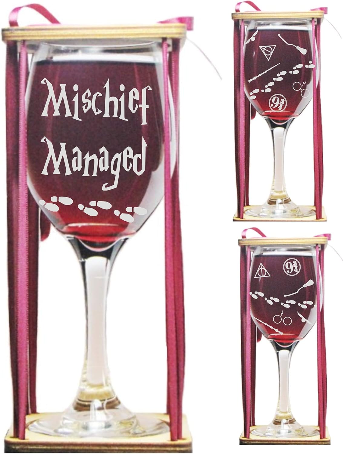 Mischief Managed Wine Glass with Wine Charm