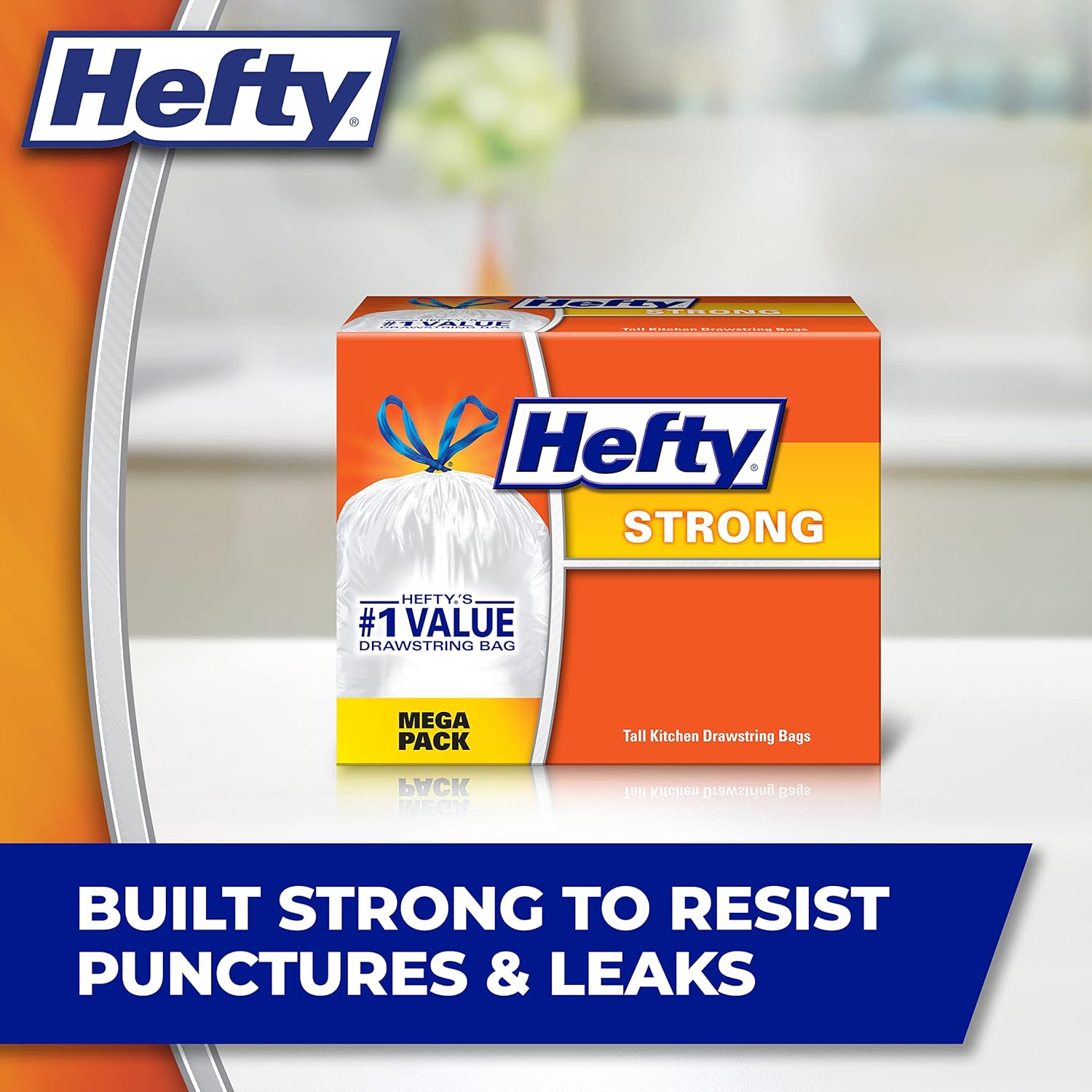 Hefty Strong Tall Kitchen Trash Bags, Unscented, 13 Gallon, 90 Count : Health & Household