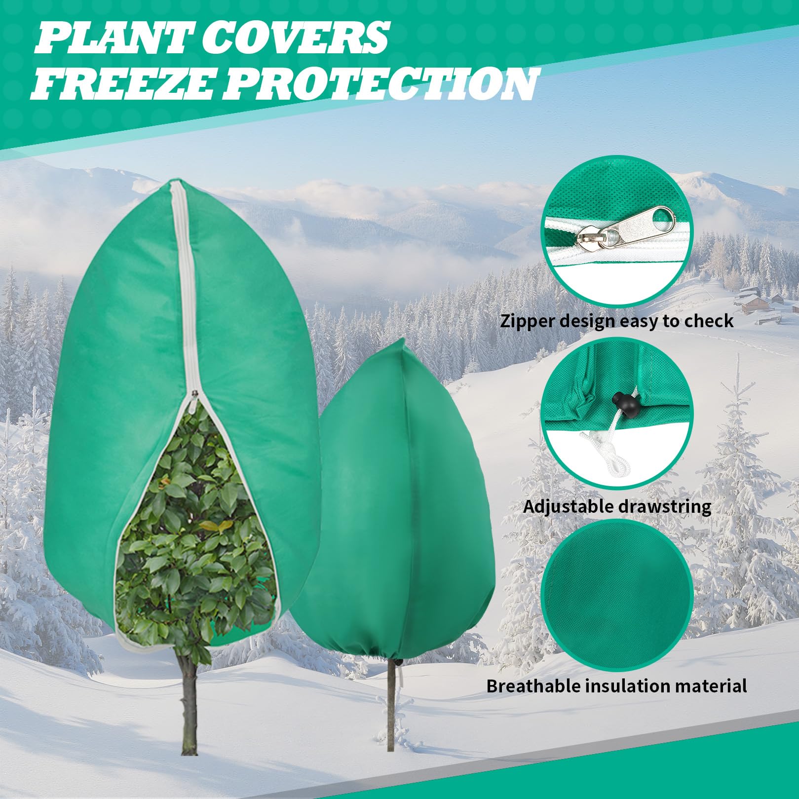 Jecoupoon 4 Packs 2 Size Plant Covers Freeze Protection Outdoor Winter Plant Protection Cover Bags