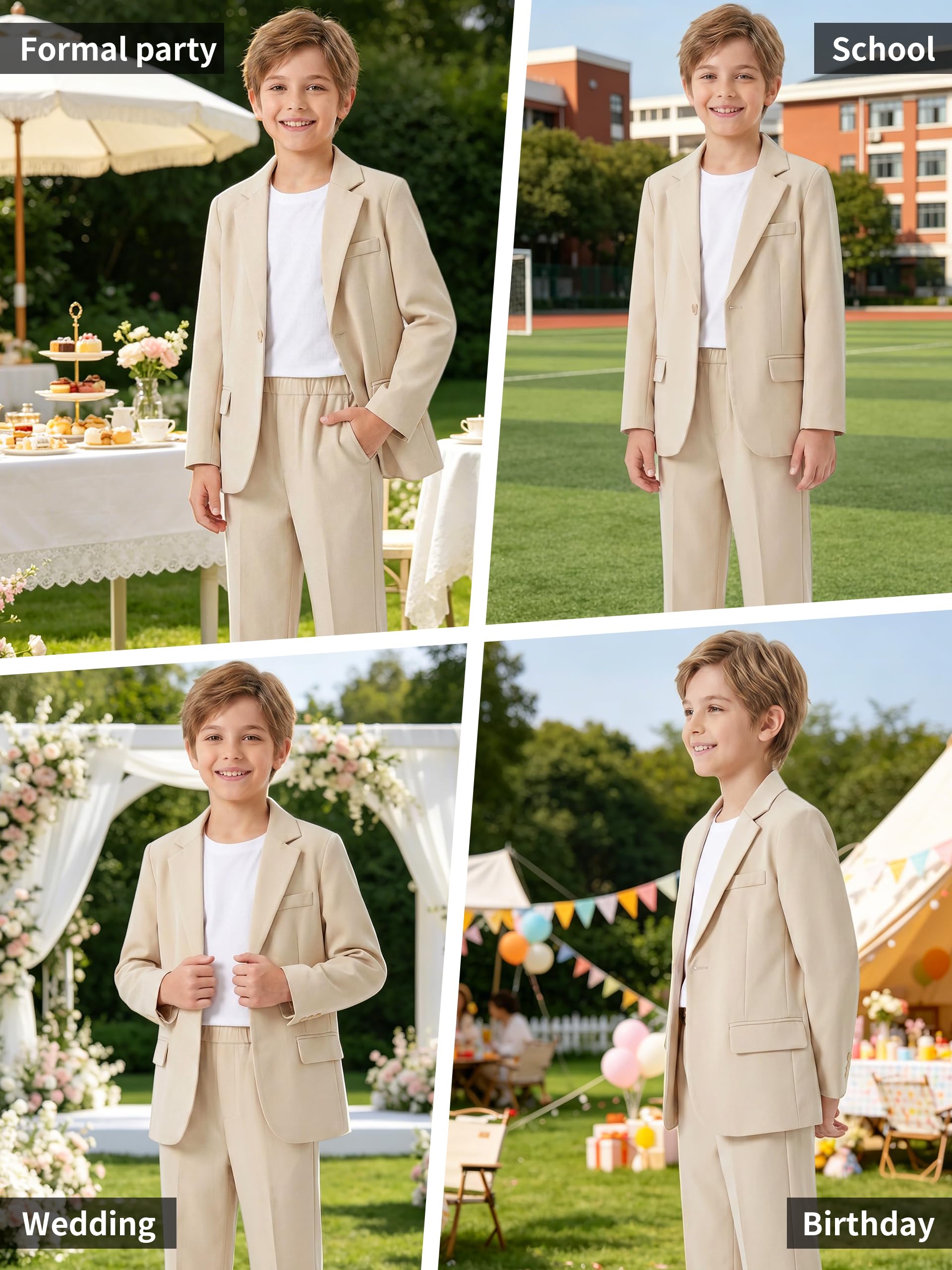 LOLANTA Conjunto de Traje de 2 Piezas para niños, Chaqueta y pantalón, Ropa Informal o Traje para Bodas, pajes, 3-13 años