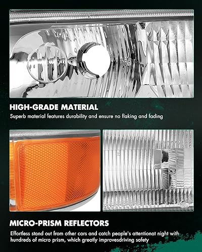 Miniatura 7 de SCITOO Faros delanteros para Chevy Silverado 15002500 1999-2002, para Chevy Suburban 15002500 2000-2006, carcasa cromada, reflector ámbar, lente