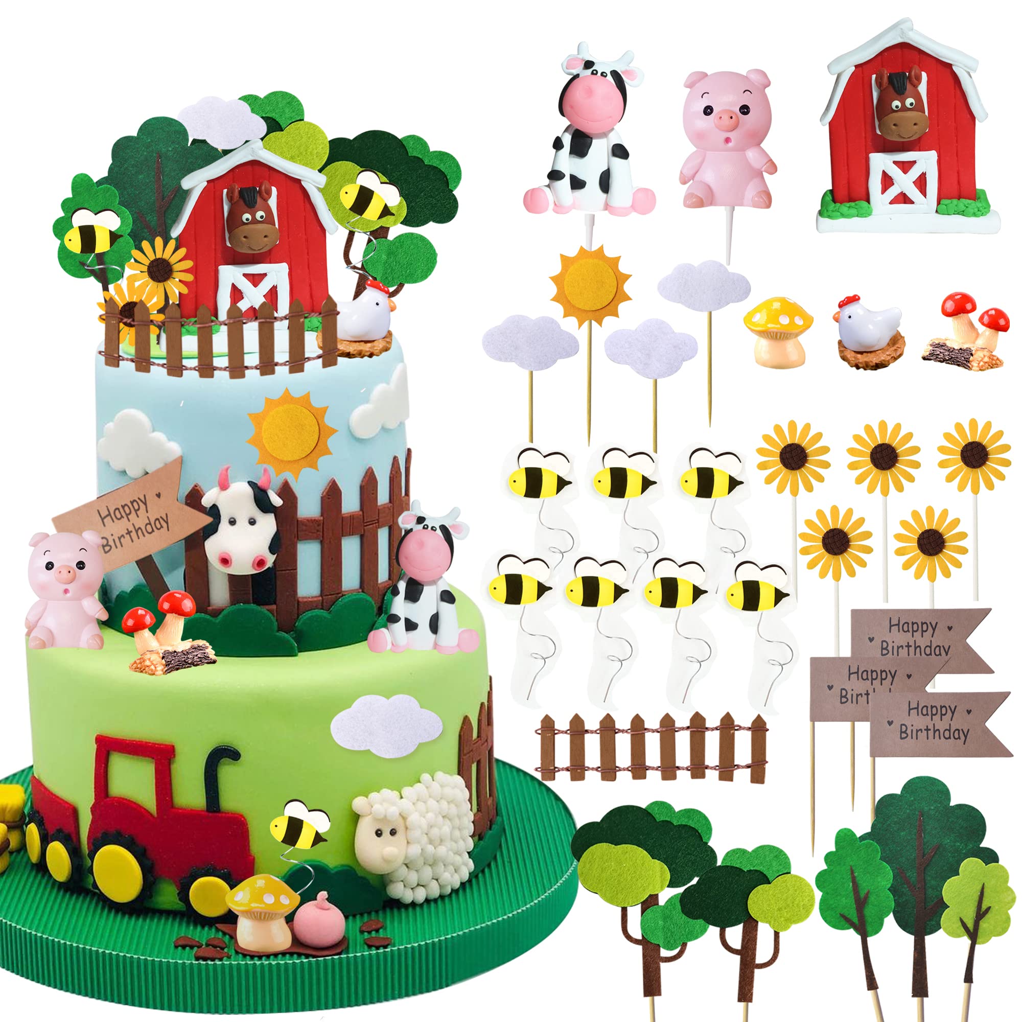 30 PCS Farm Animal Cow Cake Topper Decorations For Farm Animal Theme 30 PCS Farm Animal Cow Cake Topper Decorations For Farm Animal Theme