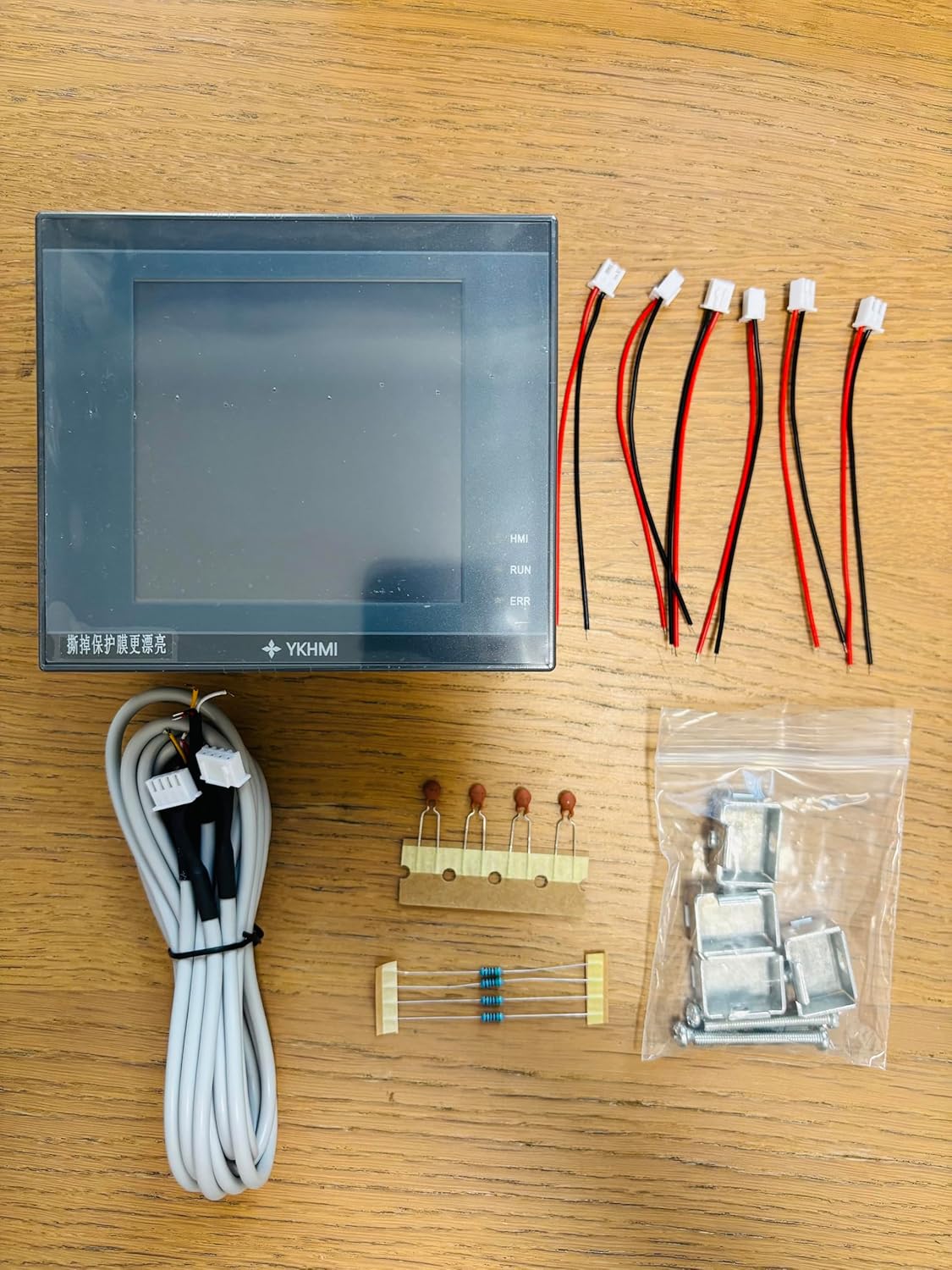 4 Inch PLC HMI All in One Integrated Programmable Logic Controller, FX1S-20MR with 12 Input 8 Relay Output, Built-in 2AD and 2DA, 2 Temparature NTC10K, 2 High Speed 100KHz (F420-FX-B)