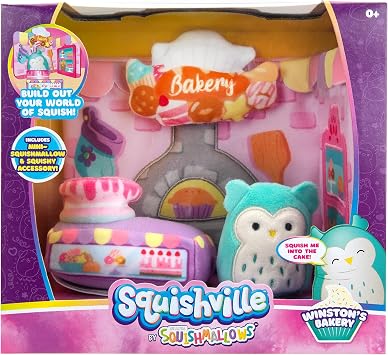 Squishville Squishmallows Bakery Play Scene, 2 Winston Soft Mini-Squishmallow