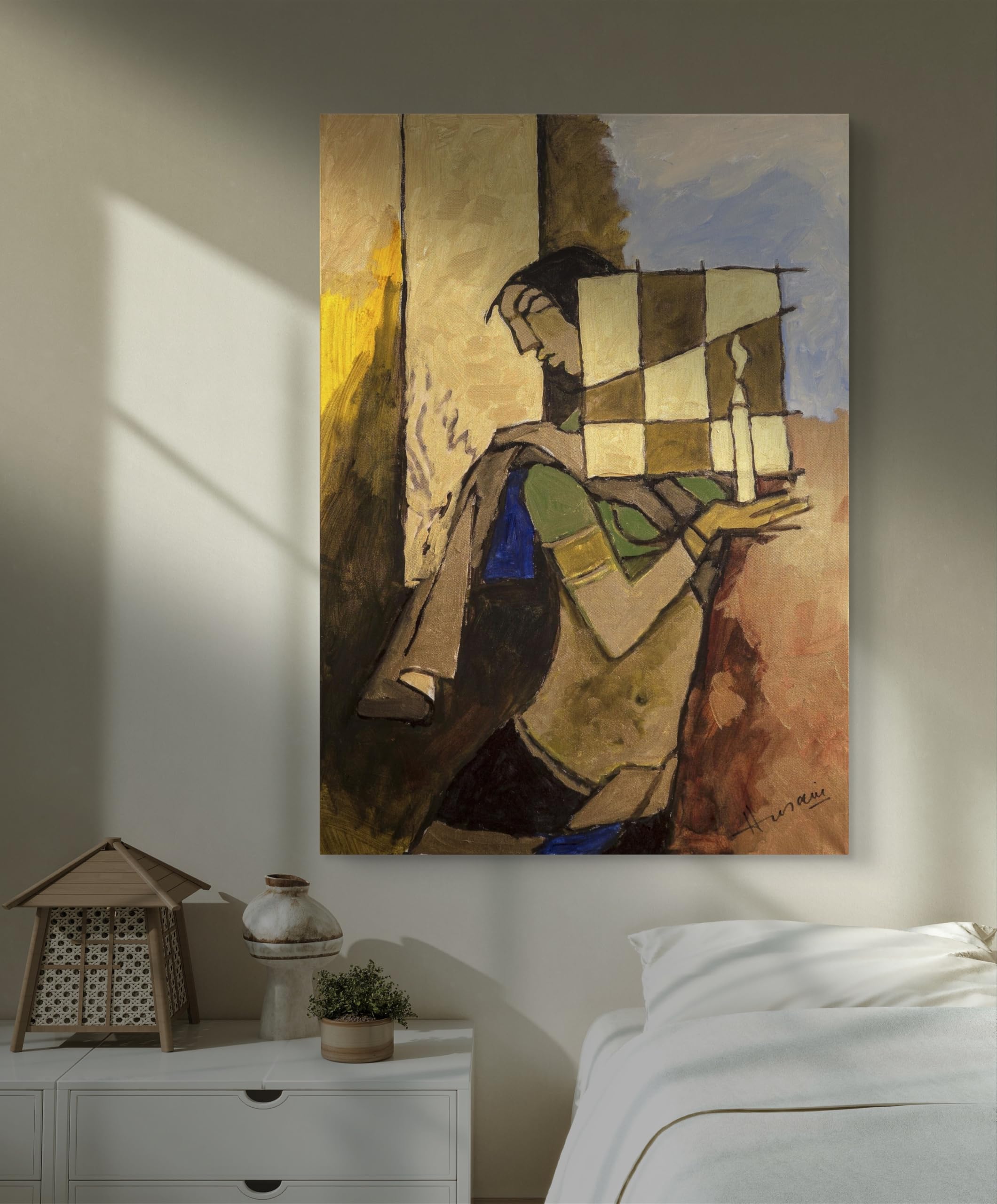 Decoratus� *Lady with a Candle*- A Famous Painting by M.F. Husain, Wall D�cor Frame. Canvas Print stretched on PineWood Frame. Size 16"x21" (B0B6J5Q5FR) Amazon Price History, Amazon Price Tracker