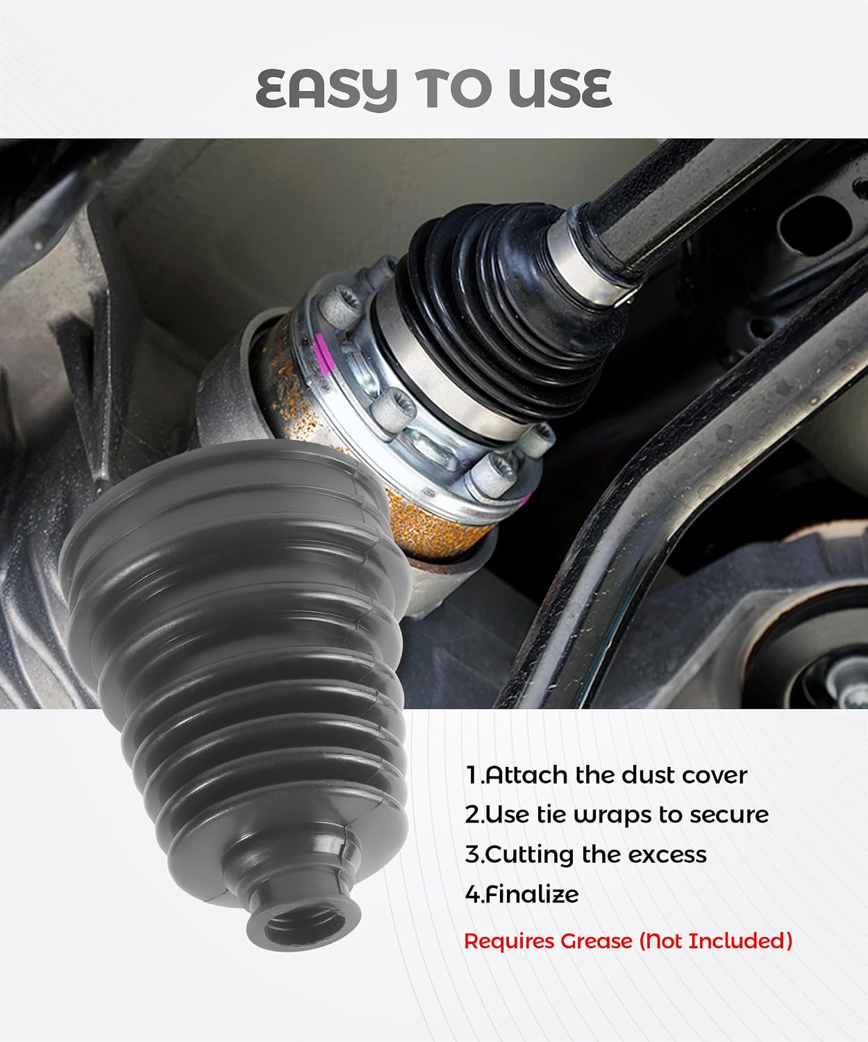 2PCS CV Axle Boot Repair Kit,Car Accessories Silicone CV Boot Repair Kit Includes 4 Stainless Steel Clamp and 6 Nylon Cable Ties,Universal Constant Velocity Boots Set,Suitable for Most Vehicle