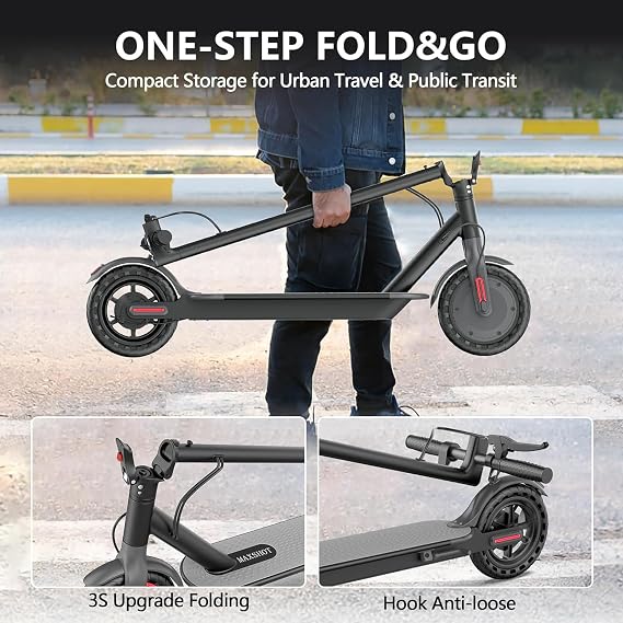 MAXSHOT Electric Scooter for Adults, 8.5/10/14 Tires, 19/22Mph, 350W/500W Motor, 21-28 Miles Range, Folding E-Scooter with Dual Suspension,APP Contro